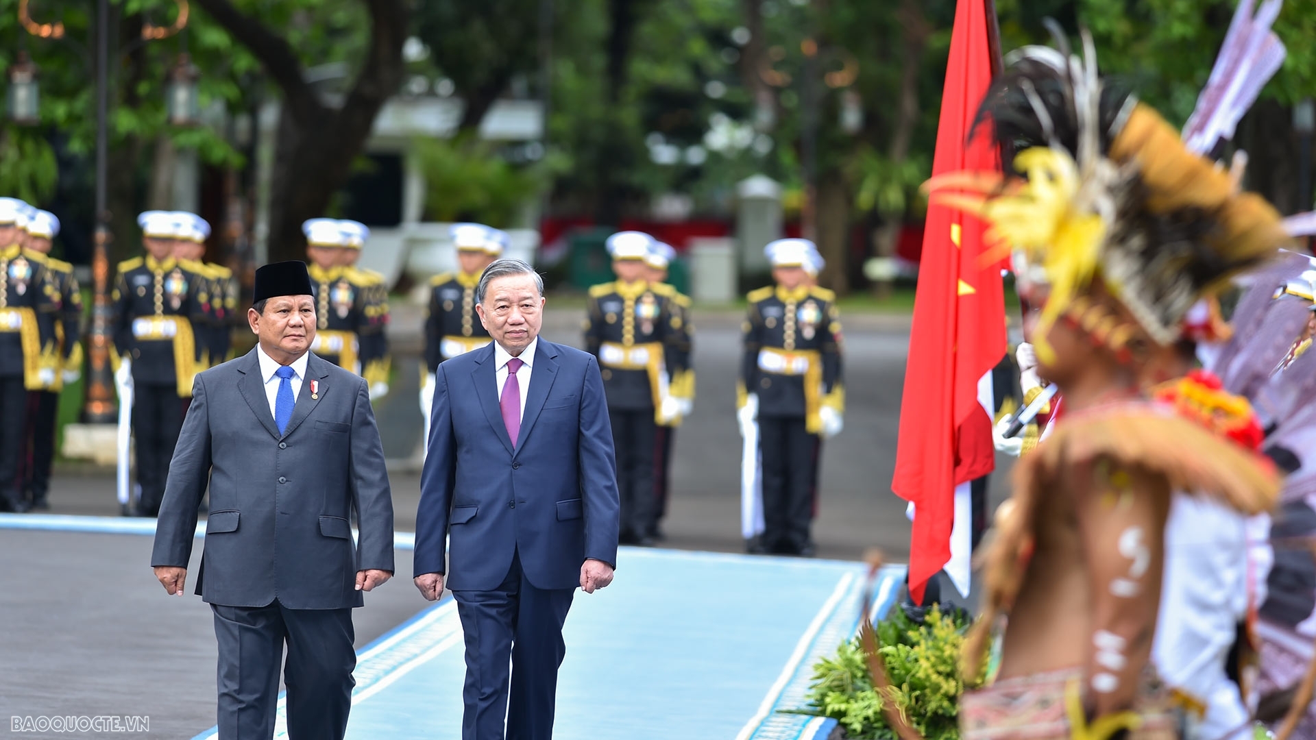 Toàn cảnh lễ đón chính thức Tổng Bí thư Tô Lâm và Phu nhân thăm cấp Nhà nước Indonesia