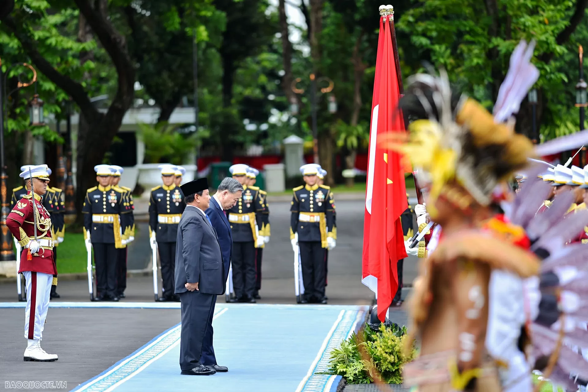 Toàn cảnh lễ đón chính thức Tổng Bí thư Tô Lâm và Phu nhân thăm cấp Nhà nước Indonesia