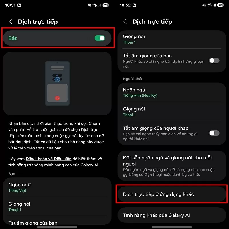 Chọn mục Dịch trực tiếp ở ứng dụng khác Chọn mục Dịch trực tiếp ở ứng dụng khác
