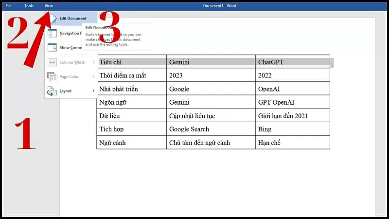 Điều chỉnh chế độ chỉnh sửa tài liệu trong World Điều chỉnh chế độ chỉnh sửa tài liệu trong World