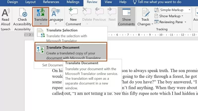 Nhấn chọn Translate Document để dịch toàn văn bản Nhấn chọn Translate Document để dịch toàn văn bản