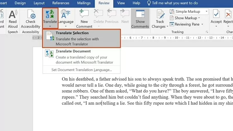 Nhấn chọn Translate Selection Nhấn chọn Translate Selection