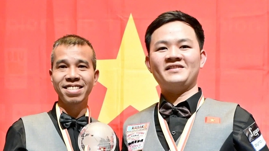Trần Quyết Chiến và Bao Phương Vinh giành ngôi á quân tại giải billiards carom 3 băng đồng đội thế giới