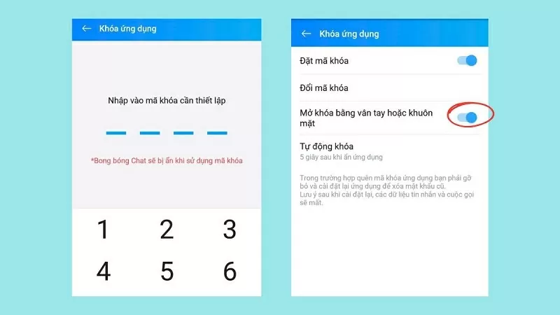 Thiết lập mã khóa Thiết lập mã khóa