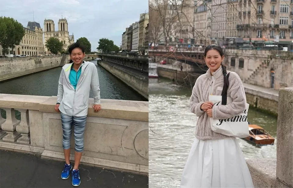 Ngày 25/3, Ánh Viên đăng tải loạt ảnh ngày ấy-bây giờ. Trong cùng bối cảnh tại sông Seine, Ánh Viên hiện là một cô gái xinh xắn đầy nữ tính, còn trước đây cô mặc đồ thể thao, dáng người cao gầy, nước da đen.