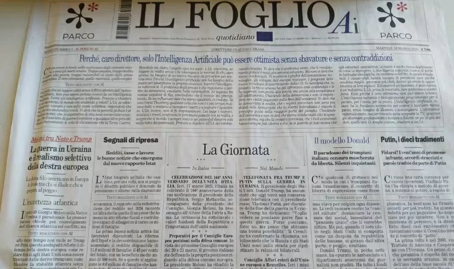 Italy ra mắt số báo đầu tiên trên thế giới viết bằng AI Italy ra mắt số báo đầu tiên trên thế giới viết bằng AI
