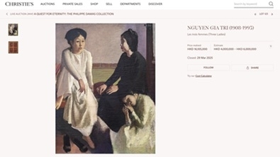 Tranh của họa sĩ Việt được bán với giá hơn 2 triệu USD, dẫn đầu phiên đấu giá ở Hong Kong (Trung Quốc)