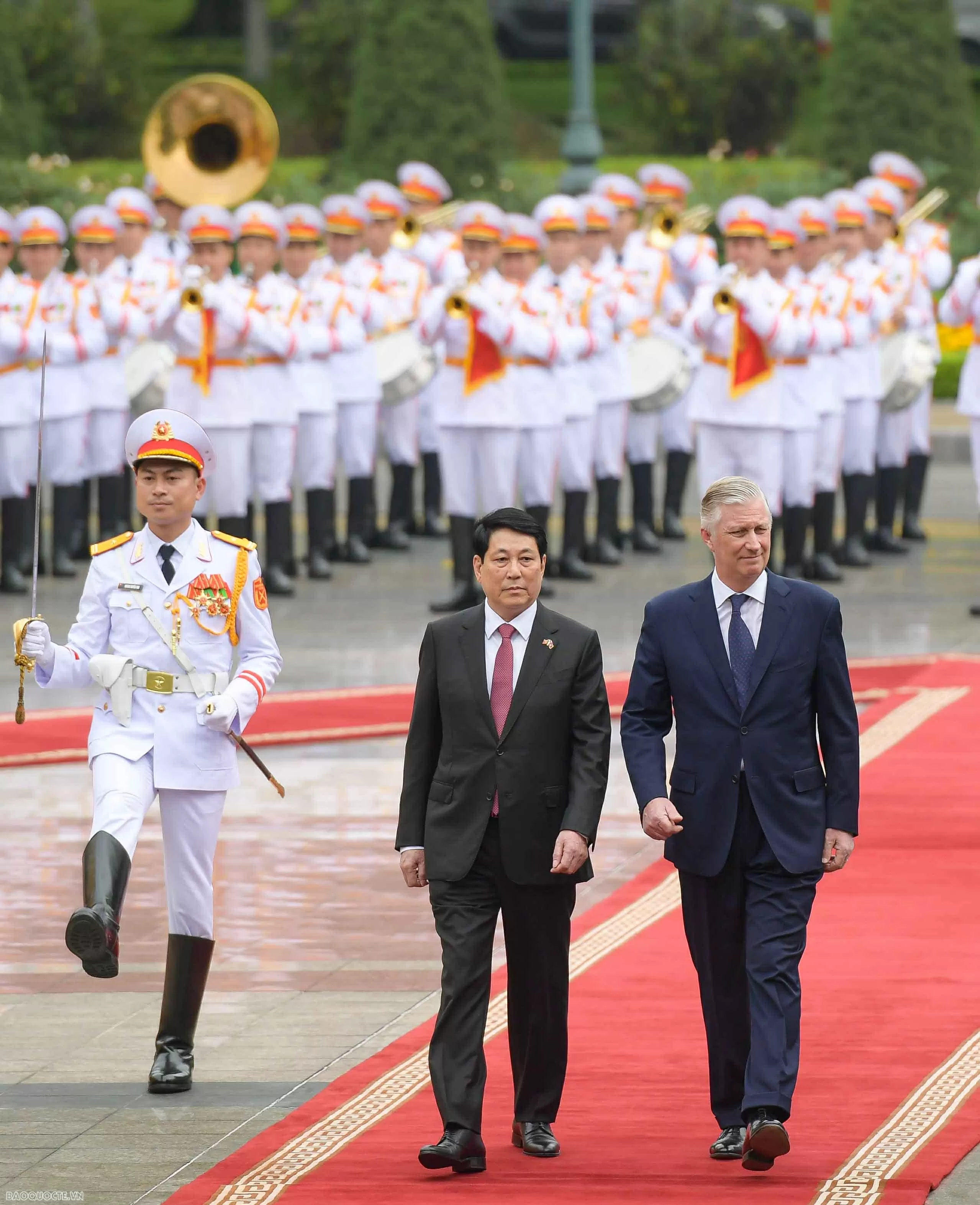 Lễ đón chính thức Nhà Vua và Hoàng hậu Bỉ tại Phủ Chủ tịch