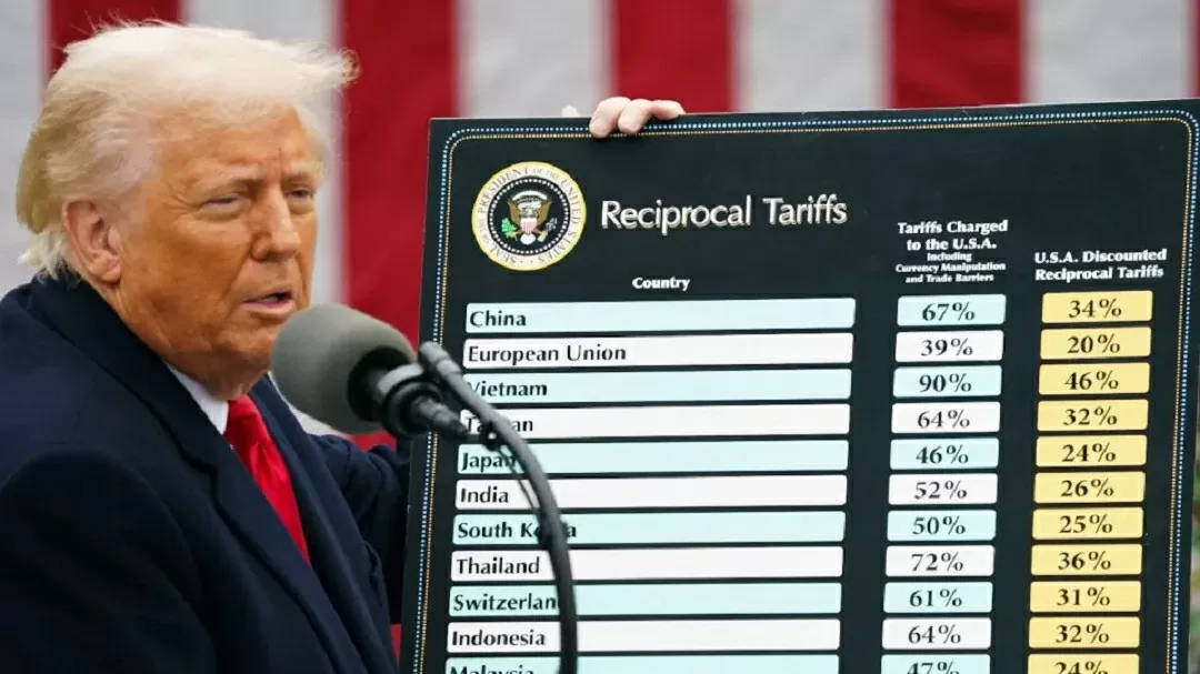 Tổng thống Mỹ Donald Trump công bố mức thuế quan mới. Ảnh: The Hill Tổng thống Mỹ Donald Trump công bố mức thuế quan mới. Ảnh: The Hill