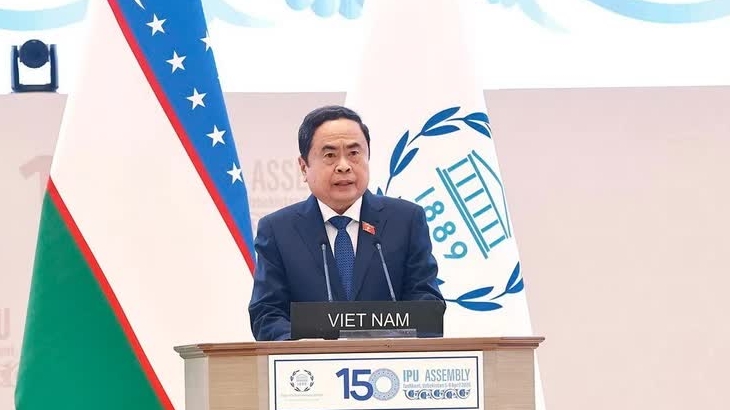 Chủ tịch Quốc hội Trần Thanh Mẫn phát biểu tại Phiên toàn thể cấp cao Đại hội đồng IPU-150