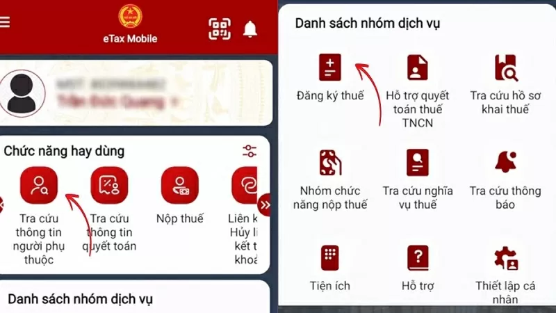 Chọn vào Tra cứu thông tin người phụ thuộc