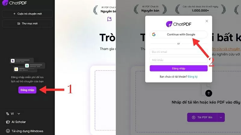 Tạo tài khoản ChatPDF