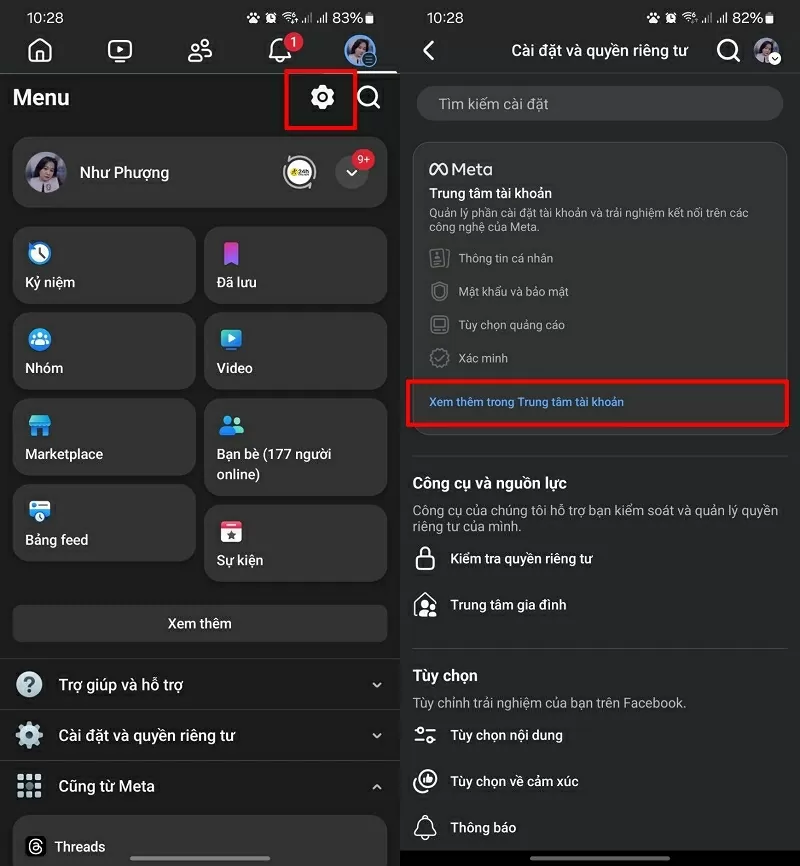 Nhấn vào mục Cài đặt của ứng dụng Nhấn vào mục Cài đặt của ứng dụng