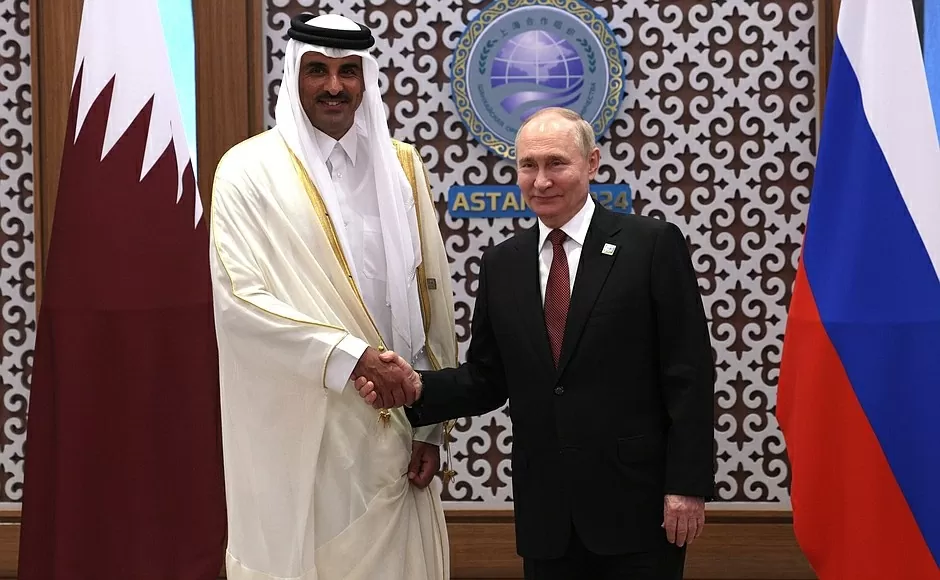 Vladimir Putin had a meeting with Emir of Qatar Sheikh Tamim bin Hamad Al Thani on the sidelines of the SCO summit. Vladimir Putin had a meeting with Emir of Qatar Sheikh Tamim bin Hamad Al Thani on the sidelines of the SCO summit.