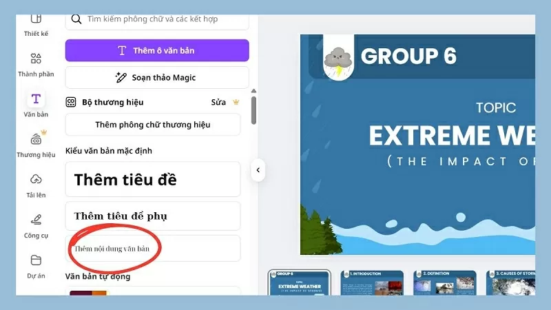 Chọn mục Thêm phần nội dung thân văn bản Chọn mục Thêm phần nội dung thân văn bản
