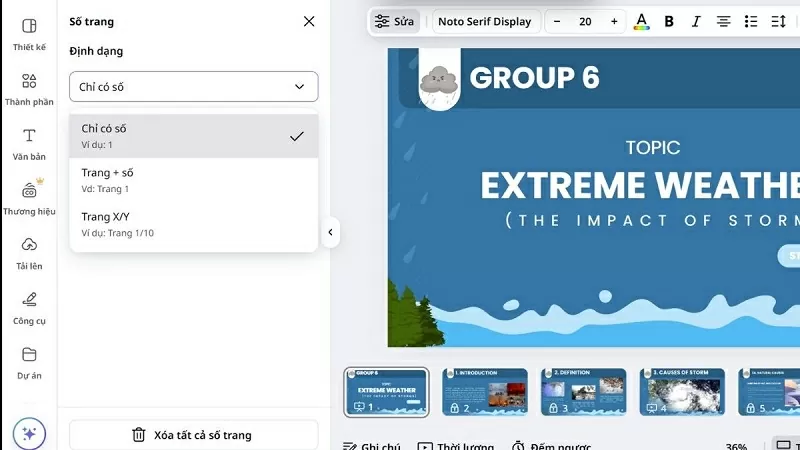 Chọn định dạng cho số trang Chọn định dạng cho số trang