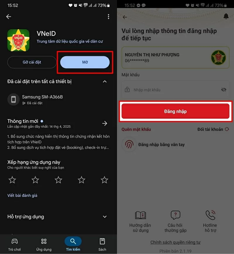 Đăng nhập bằng tài khoản định danh cá nhân trên VNeID