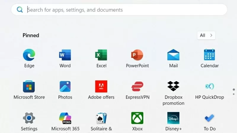 Truy cập vào Start Menu