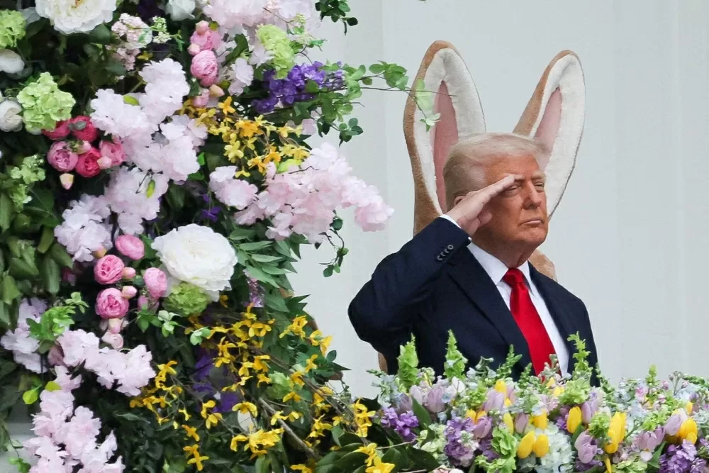 Tổng thống Mỹ Donald Trump tham dự sự kiện Egg Roll thường niên nhân dịp lễ Phục Sinh tại Nhà Trắng, ngày 21/4. (Nguồn: Reuters)