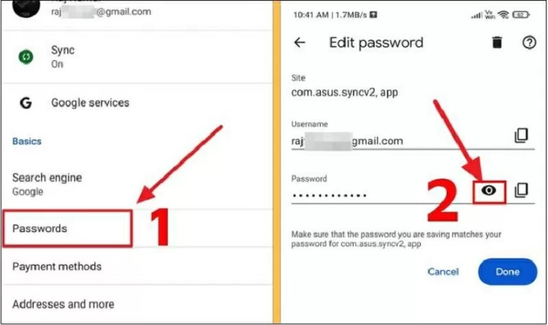 Nhấn vào biểu tượng con mắt Nhấn vào biểu tượng con mắt