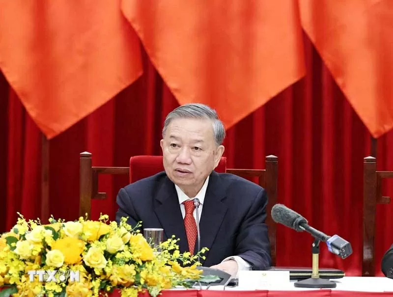 Tổng Bí thư tiếp Trưởng đoàn các chính đảng dự Lễ kỷ niệm 50 năm Ngày Giải phóng miền Nam, thống nhất đất nước