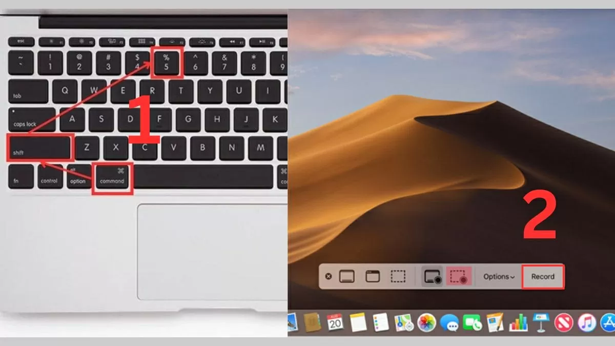 Tổ hợp phím Command + Shift + 5 Tổ hợp phím Command + Shift + 5