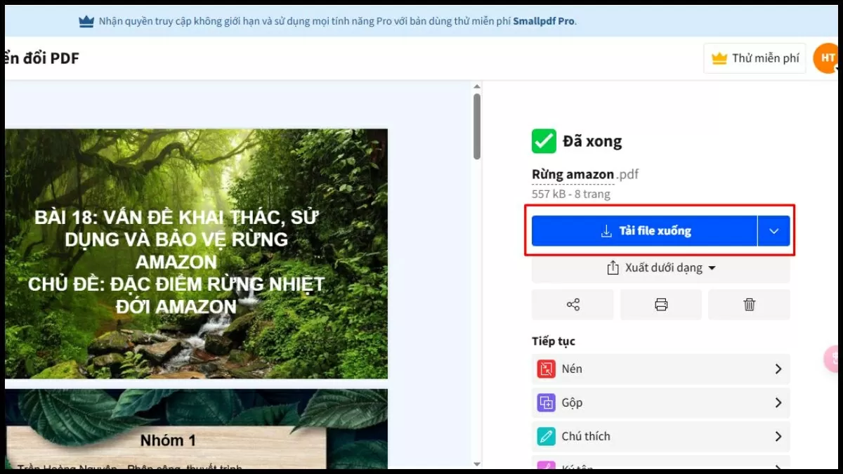 Chờ hệ thống xử lý và chuyển đổi file PowerPoint sang PDF Chờ hệ thống xử lý và chuyển đổi file PowerPoint sang PDF