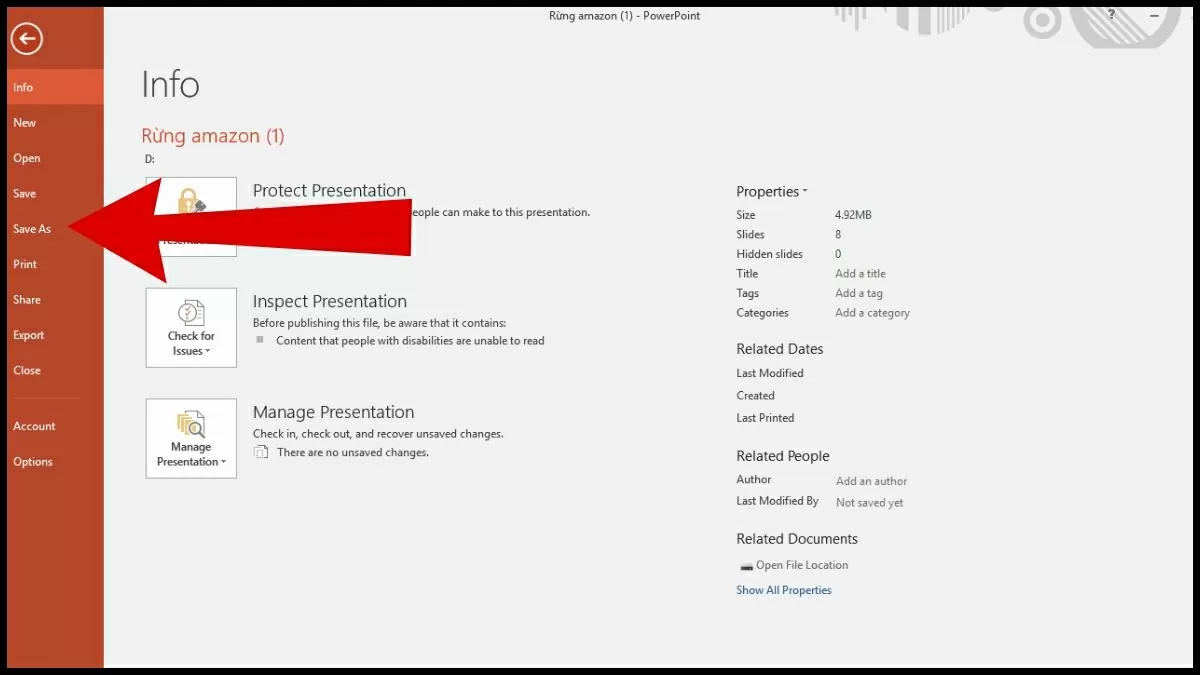 Chọn mục “Save as” Chọn mục “Save as”