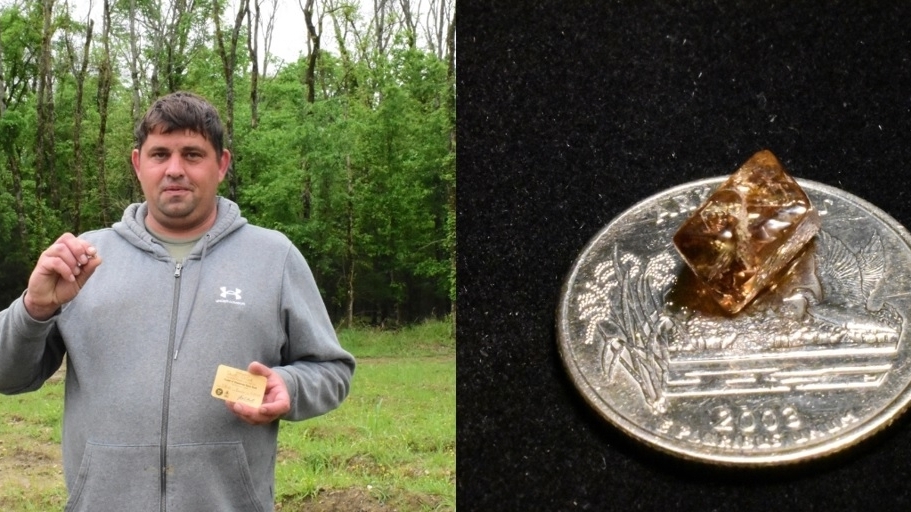 Dạo chơi trong công viên, người đàn ông nhặt được viên kim cương nâu quý giá