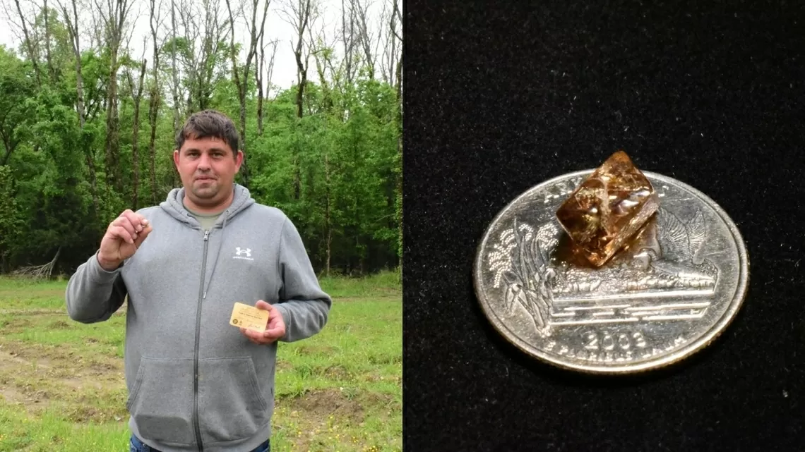 Dạo chơi trong công viên, người đàn ông nhặt được viên kim cương nâu quý giá