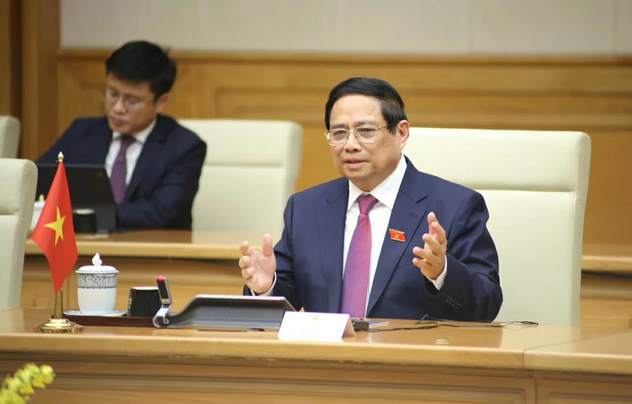 Thủ tướng Chính phủ Phạm Minh Chính phát biểu tại cuộc hội đàm. (Ảnh: Thành Long) Thủ tướng Chính phủ Phạm Minh Chính phát biểu tại cuộc hội đàm. (Ảnh: Thành Long)