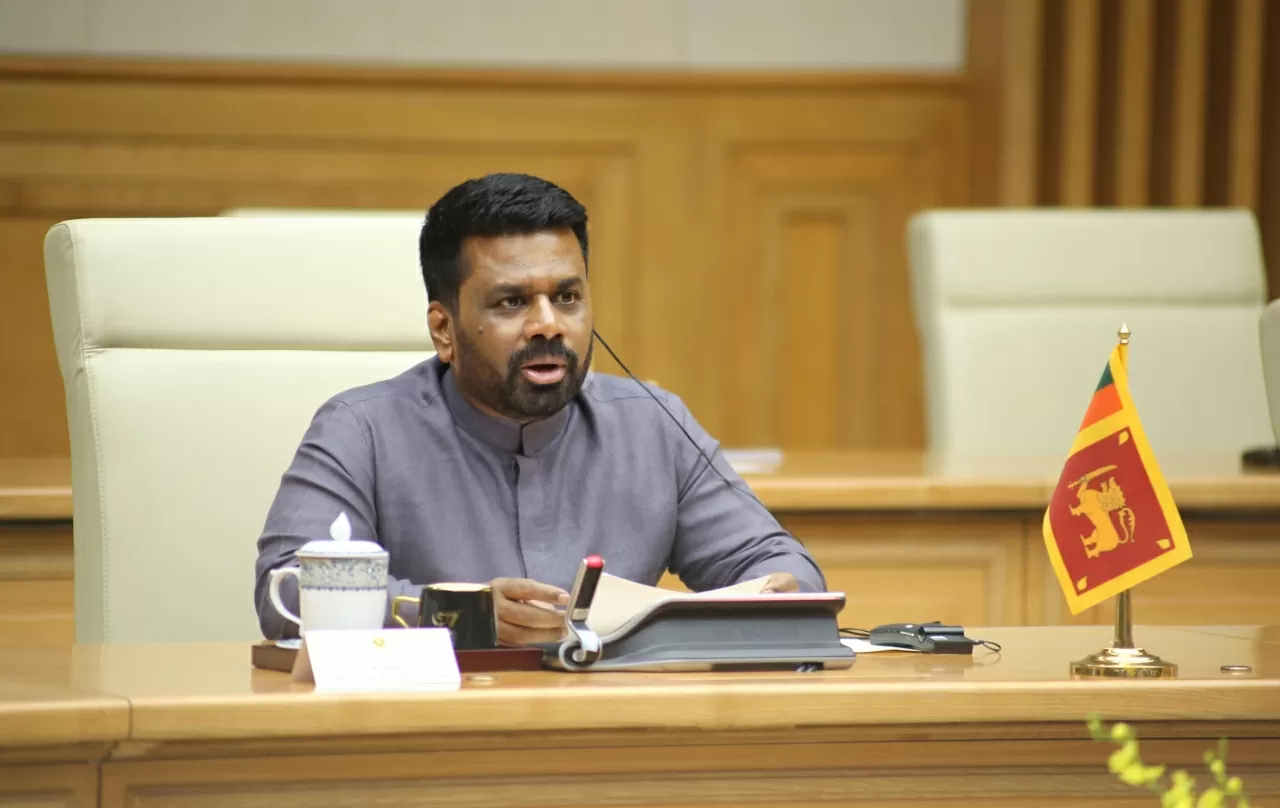 Tổng thống Sri Lanka Anura Kumara Dissanayaka phát biểu tại cuộc hội đàm. (Ảnh: Thành Long)