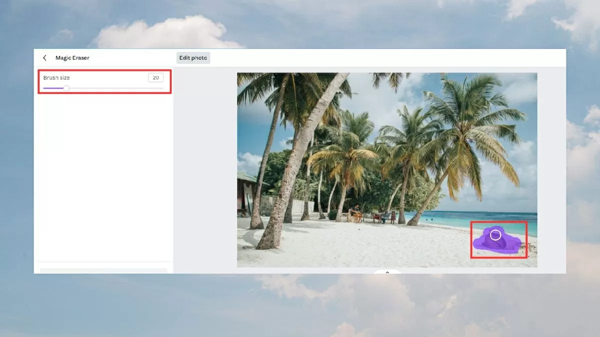 Trượt để thay đổi kích thước cọ cho phù hợp.