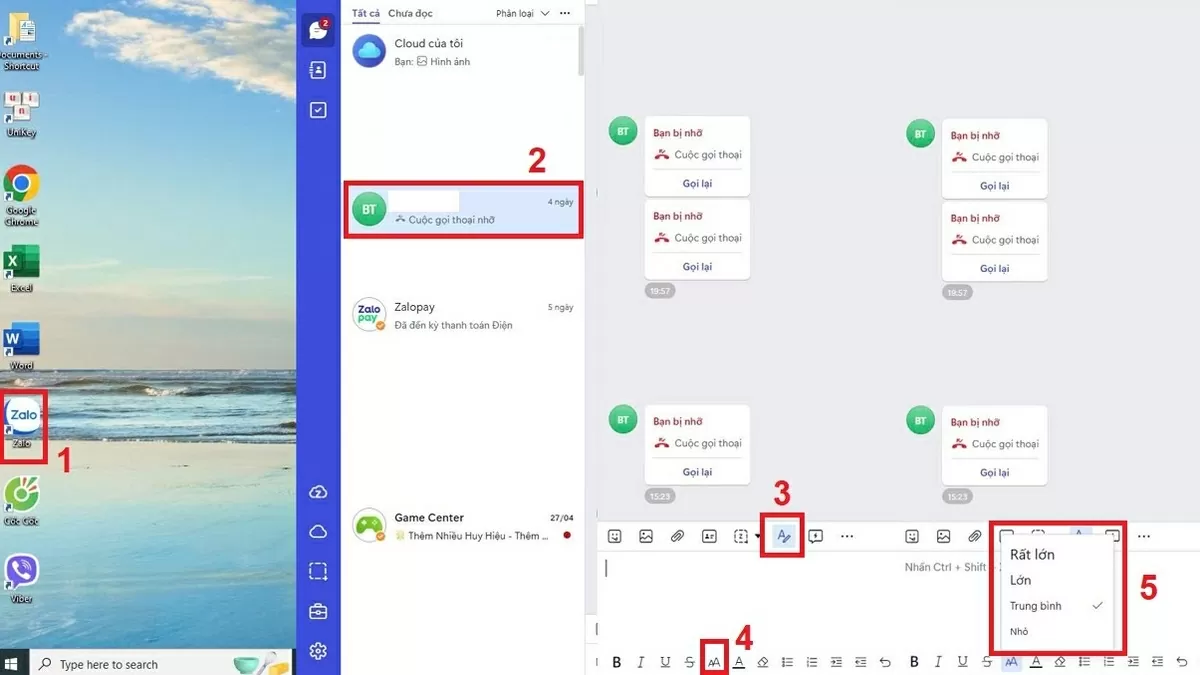Để điều chỉnh kích thước chữ trên Zalo PC. Để điều chỉnh kích thước chữ trên Zalo PC.