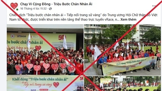 Hội Chữ thập đỏ Việt Nam cảnh báo lừa đảo mạo danh Chiến dịch 'Triệu bước chân nhân ái'