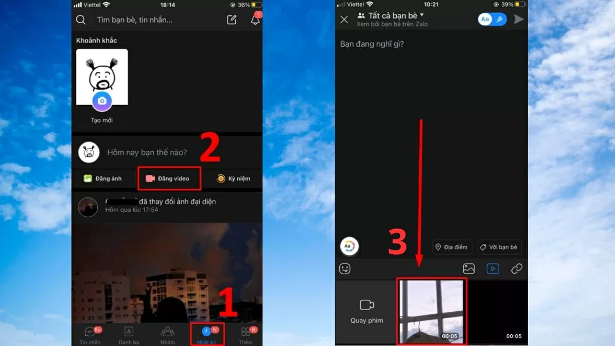 Hướng dẫn cách đăng video HD trên Zalo bằng điện thoại.