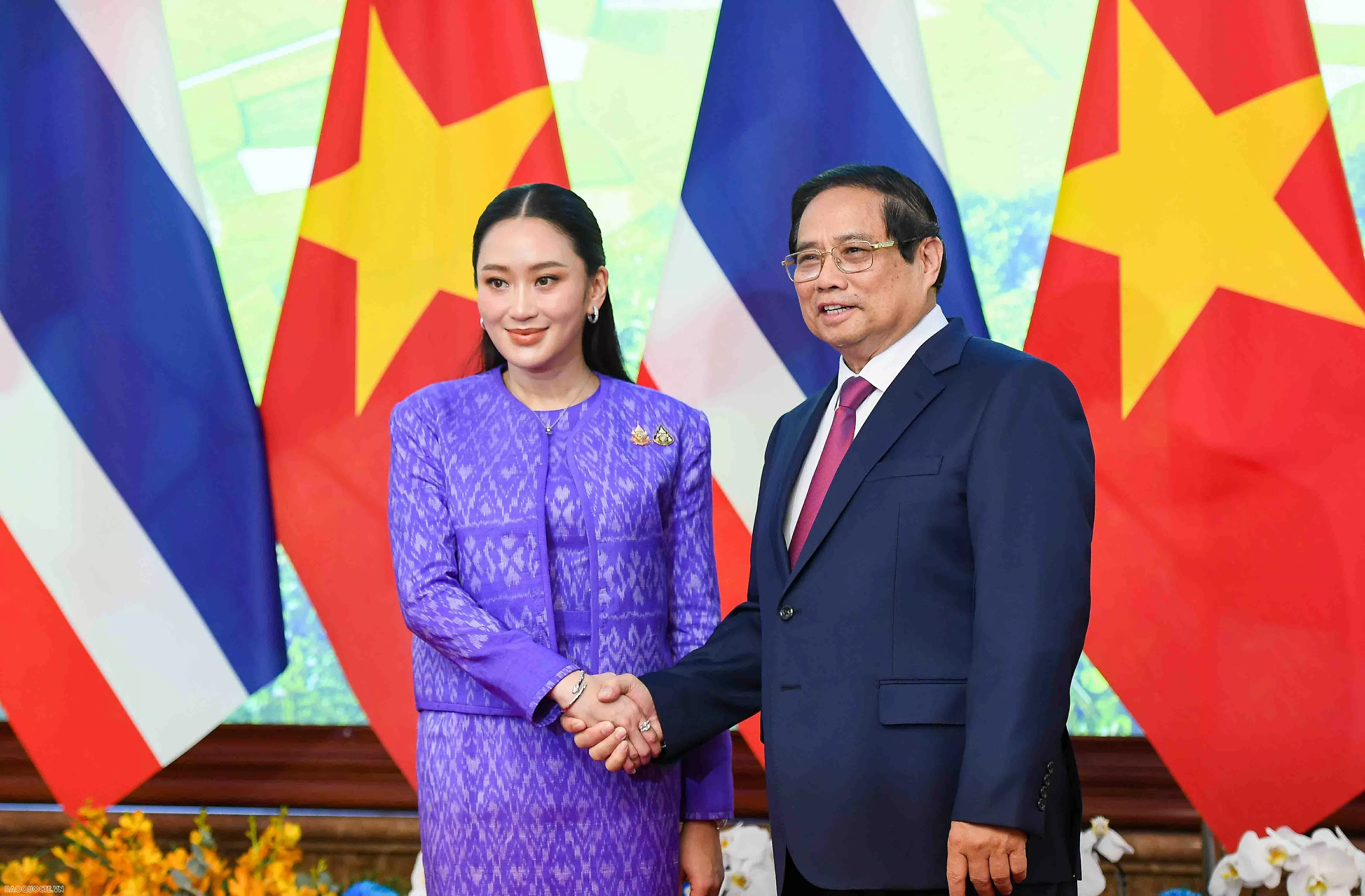 Thủ tướng Phạm Minh Chính chủ trì lễ đón chính thức Thủ tướng Thái Lan Paetongtarn Shinawatra