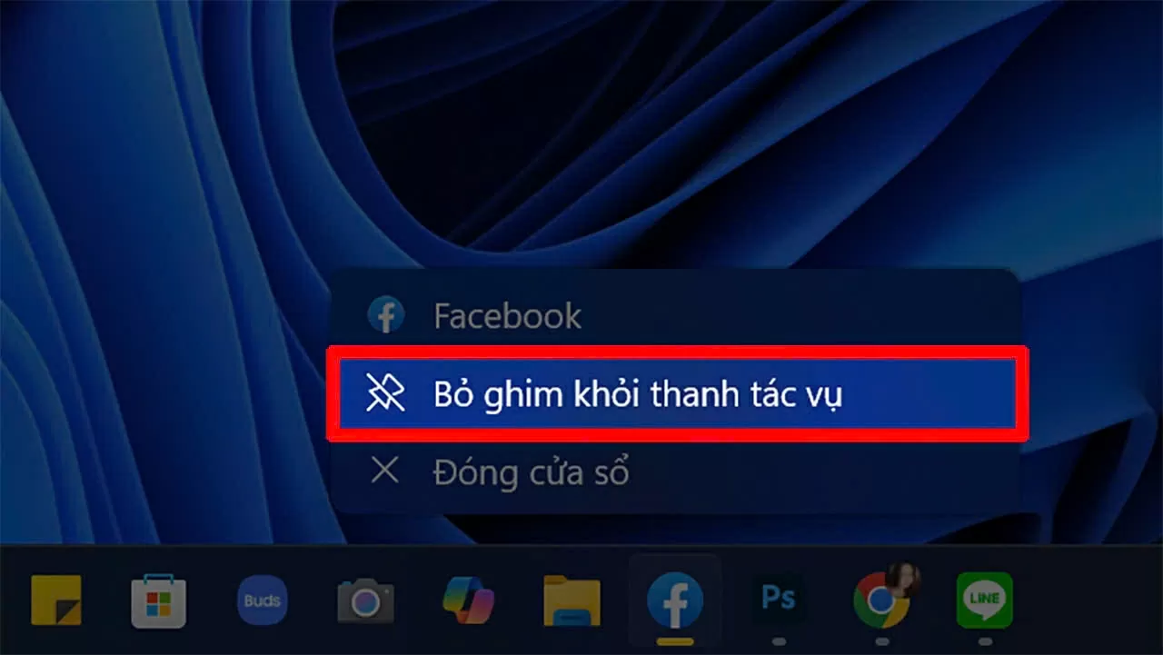 Cách gỡ ứng dụng đã ghim khỏi thanh Taskbar Windows 11.