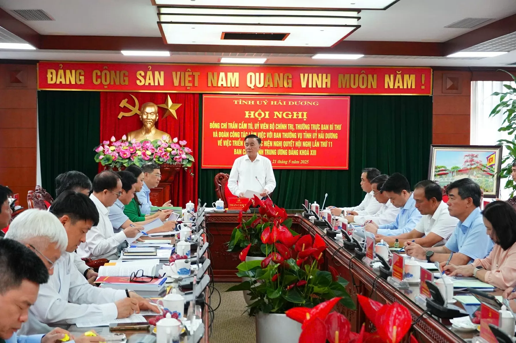 Quang cảnh buổi làm việc. (Nguồn: Báo Hải Dương) Quang cảnh buổi làm việc. (Nguồn: Báo Hải Dương)