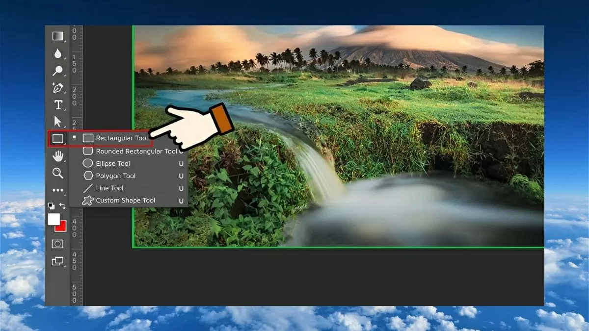Chọn Rectangle Tool (phím tắt U). Chọn Rectangle Tool (phím tắt U).