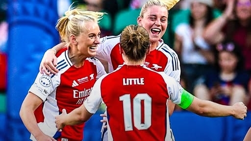 Đánh bại Barcelona, đội nữ Arsenal vô địch Champions League nhờ bàn thắng duy nhất