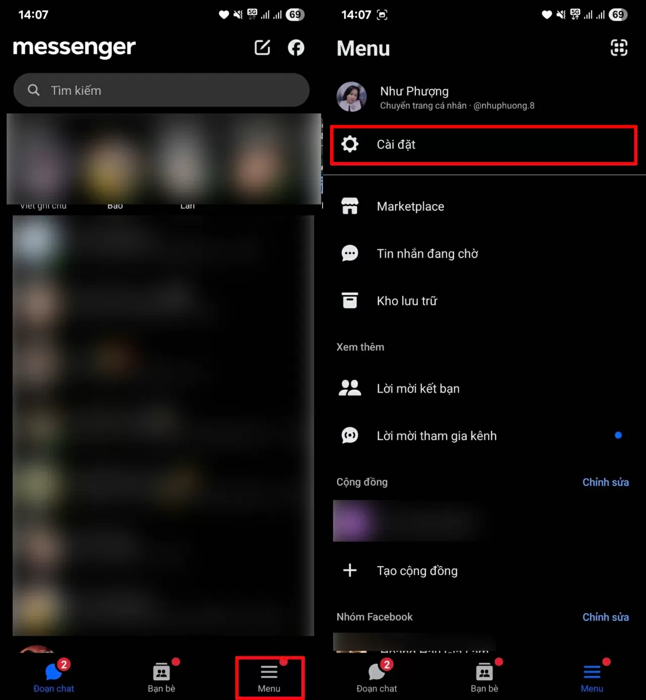 Mở ứng dụng Messenger. Mở ứng dụng Messenger.