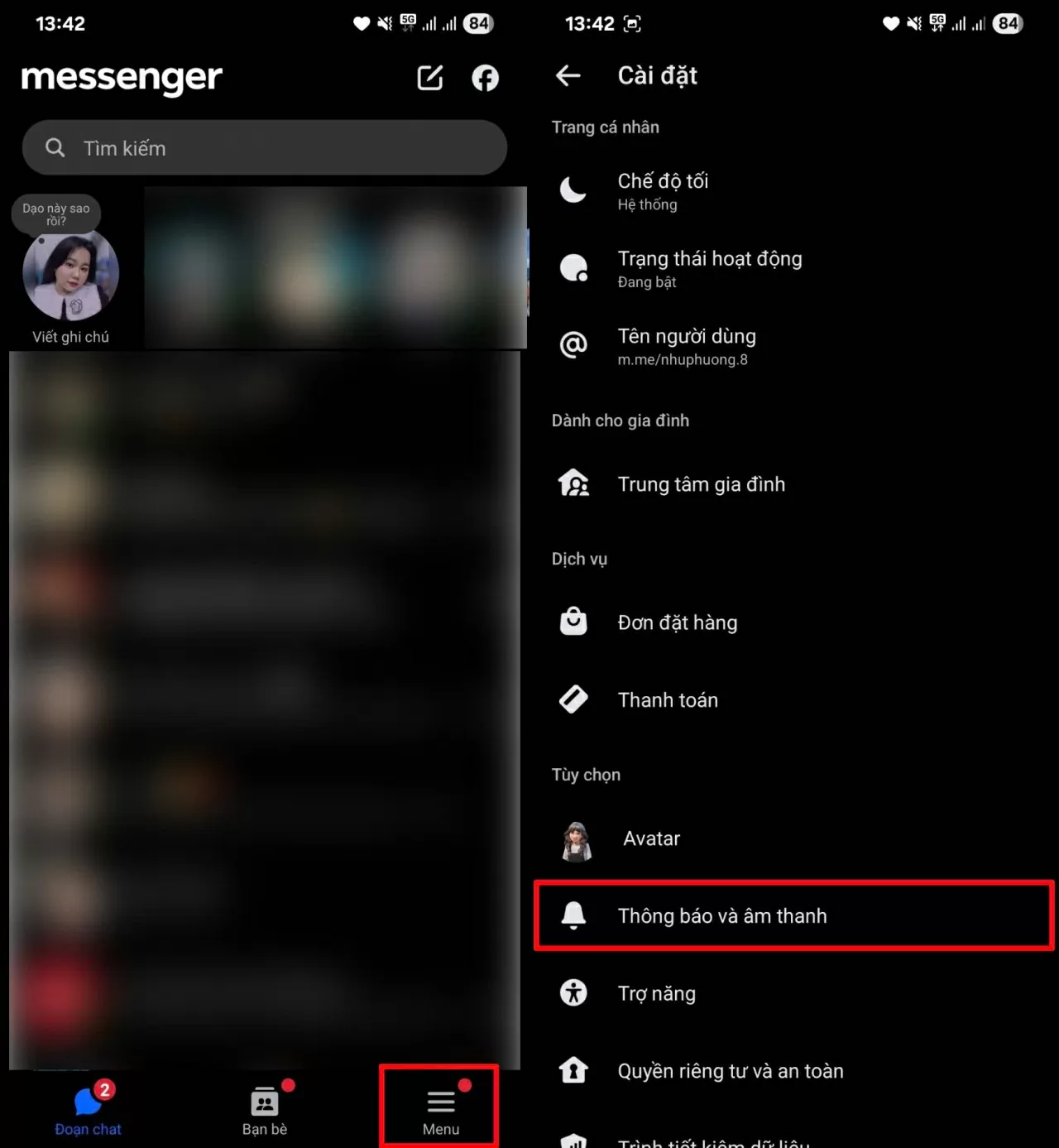 Mở ứng dụng Messenger trên điện thoại