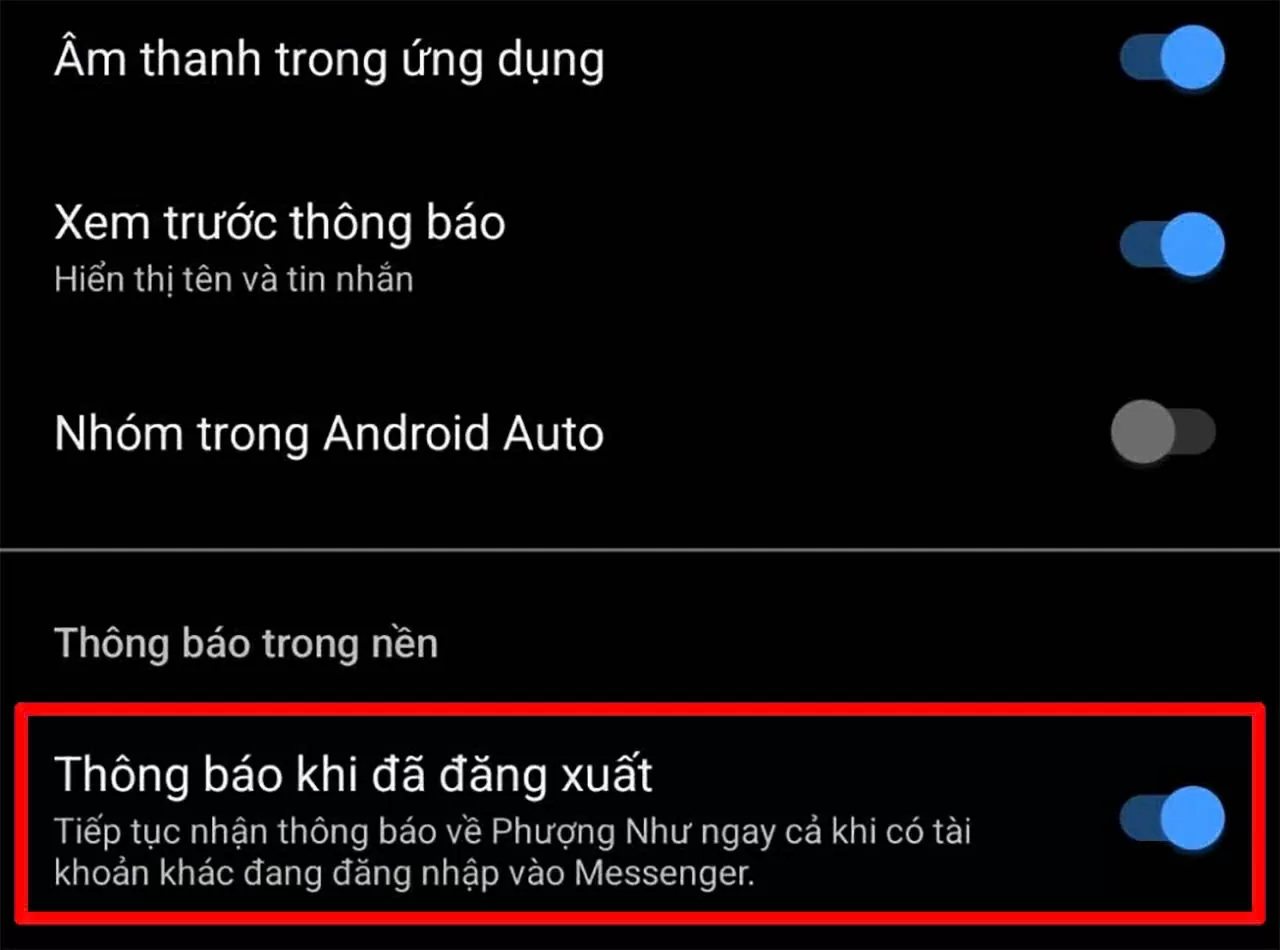 Nhấn vào Thông báo khi đã đăng xuất. Nhấn vào Thông báo khi đã đăng xuất.