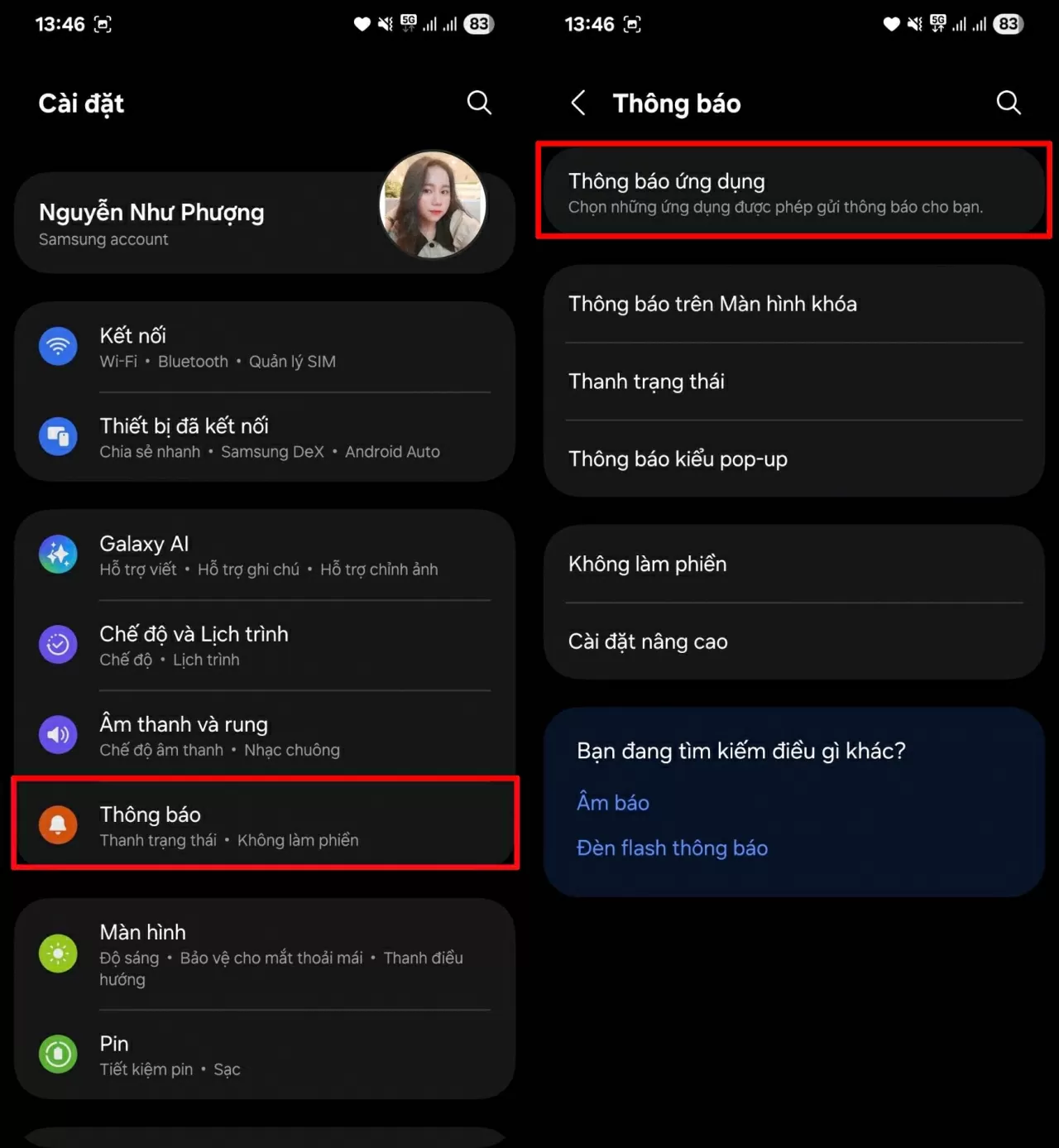 Chọn Thông báo ứng dụng. Chọn Thông báo ứng dụng.