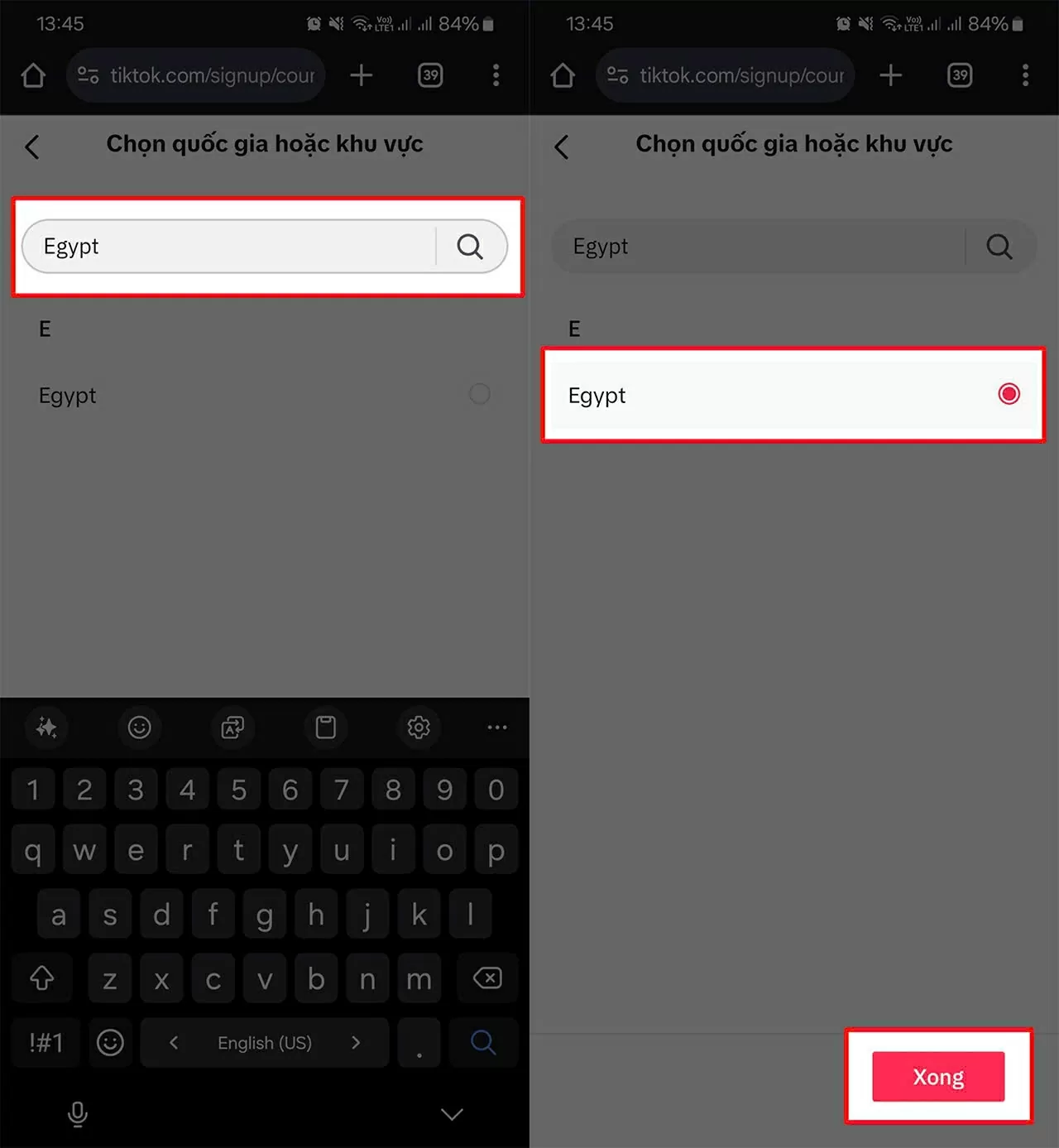 Nhập “Egypt” để chuyển vùng sang Ai Cập. Nhập “Egypt” để chuyển vùng sang Ai Cập.