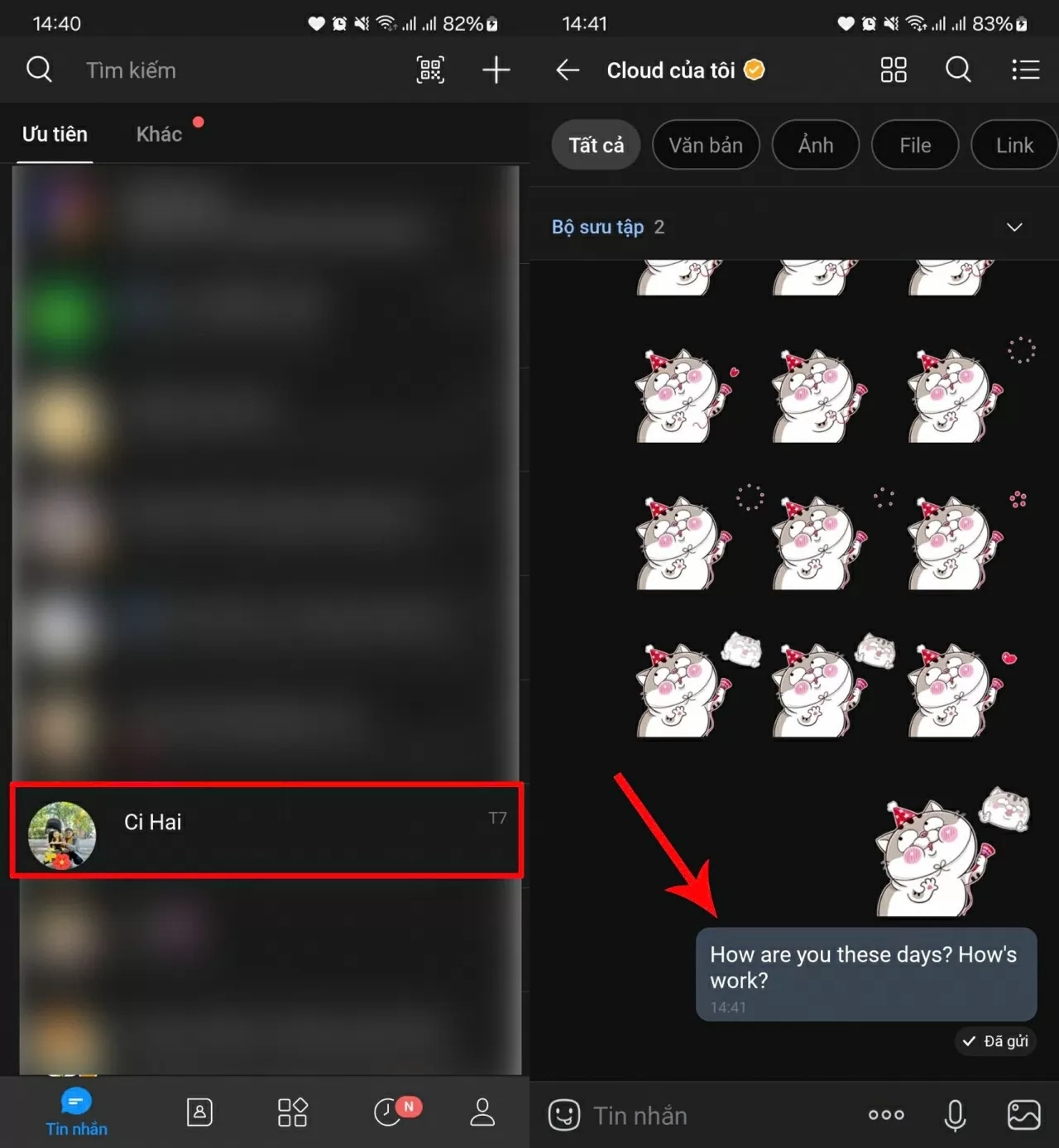 Mở ứng dụng Zalo và vào cuộc trò chuyện. Mở ứng dụng Zalo và vào cuộc trò chuyện.