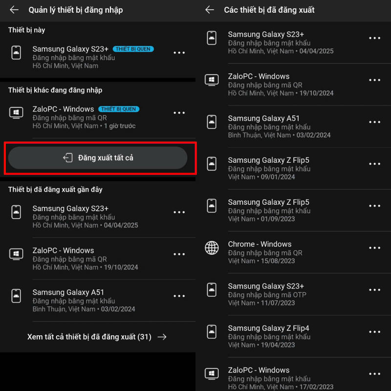 Danh sách các thiết bị sẽ hiển thị rõ ràng. Danh sách các thiết bị sẽ hiển thị rõ ràng.