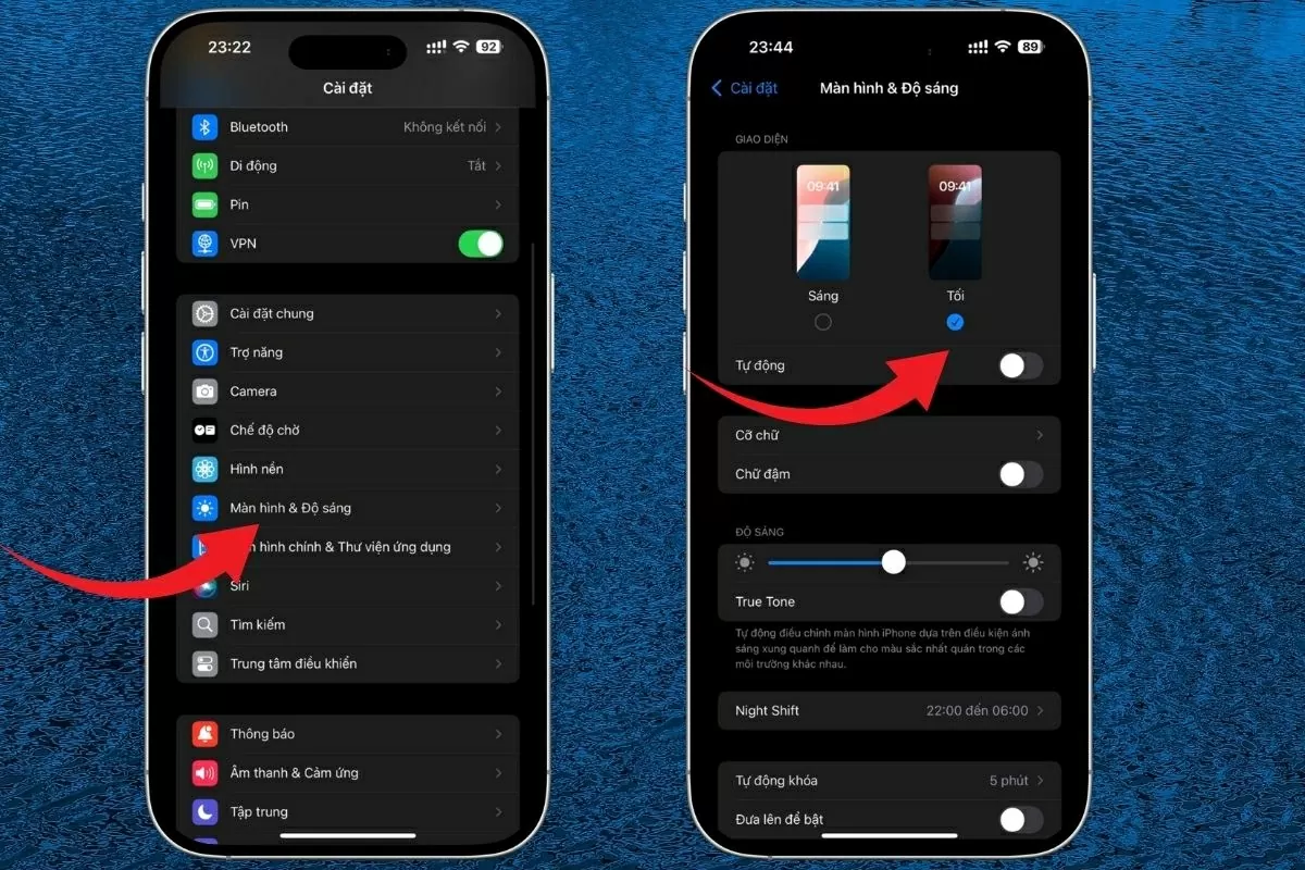 Dùng chế độ Dark Mode giúp tăng tuổi thọ điểm ảnh màn hình. Dùng chế độ Dark Mode giúp tăng tuổi thọ điểm ảnh màn hình.