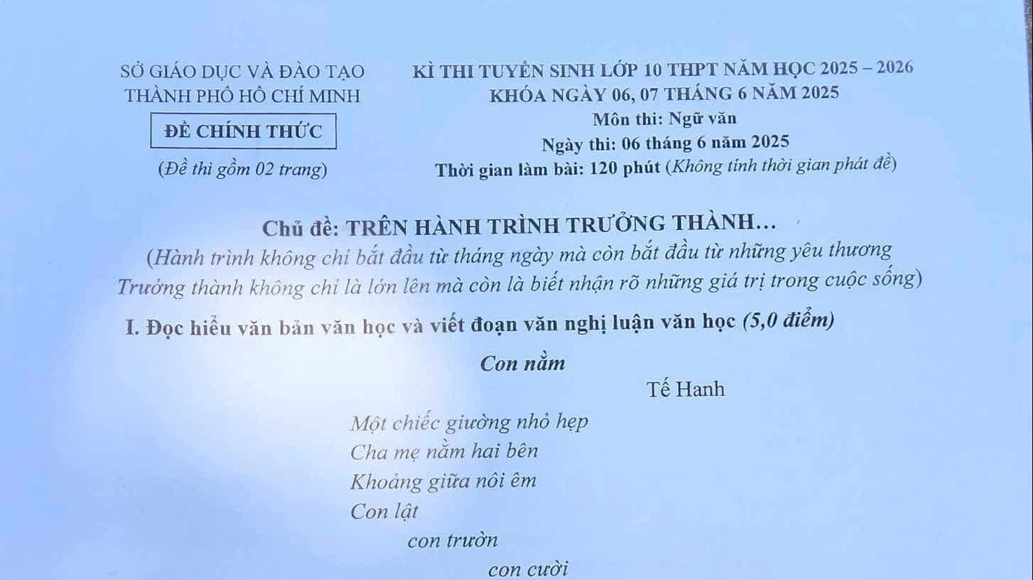 Đề thi và gợi ý đáp án môn Ngữ văn lớp 10 tại TP. Hồ Chí Minh
